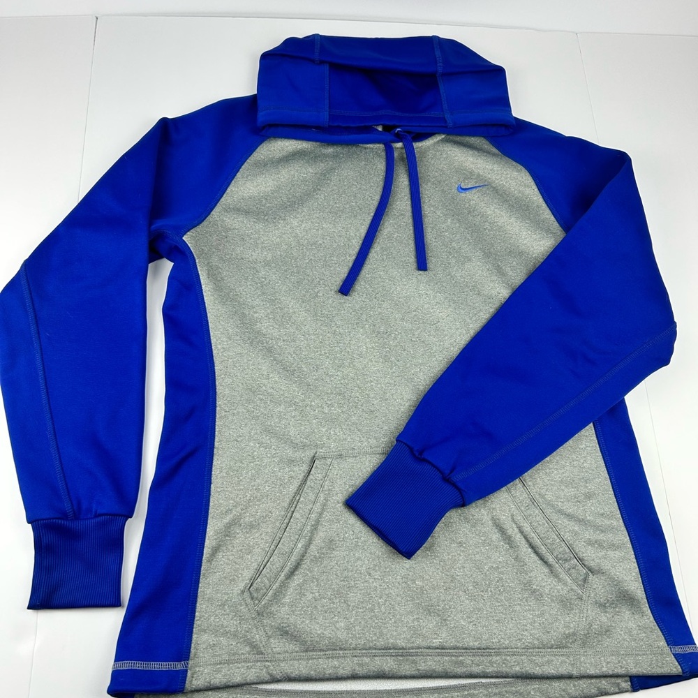 Nike Therma-Fit Hoodie Blue Gray Mesh Kangaroo Pocket Women's Size Medium